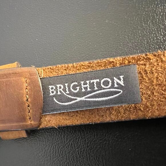 Brighton Buffalo Nickel Brown Leather Southwest Design Western Belt 32" - Picture 8 of 12